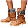 Bcshiye Women's Combat Boots Lace up Ankle Booties Fashion Mid Calf Ankle Booties Winter Warm Snow Boots for Women view 1
