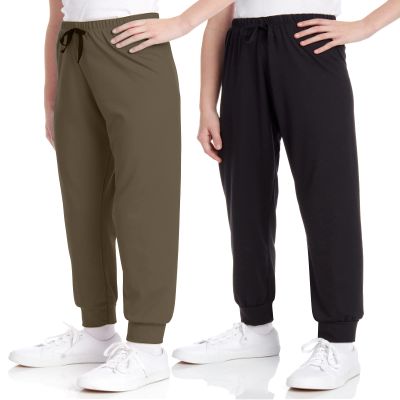 Sweet Hearts Girls Sweatpants - 2 Pack Soft Fleece Athletic Performance Jogger Girls Pants: Made in USA (Sizes 5-18), Size 7-8, Black/Olive