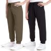 Sweet Hearts Girls Sweatpants - 2 Pack Soft Fleece Athletic Performance Jogger Girls Pants: Made in USA (Sizes 5-18), Size 7-8, Black/Olive view 1