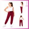 Sweet Hearts Girls Sweatpants - 2 Pack Soft Fleece Athletic Performance Jogger Girls Pants: Made in USA (Sizes 5-18), Size 10-12, Black/Burgundy view 2
