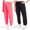 Sweet Hearts Girls Sweatpants - 2 Pack Soft Fleece Athletic Performance Jogger Girls Pants: Made in USA (Sizes 5-18), Size 7-8, Black/Coral view 1