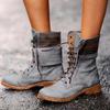 Bcshiye Women's Combat Boots Lace up Ankle Booties Fashion Mid Calf Ankle Booties Winter Warm Snow Boots for Women view 2