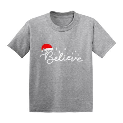 Believe - Santa Hat Magical Xmas Infant/Toddler Cotton Jersey T-Shirt (Light Gray, 12 Months)