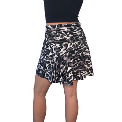 Black/White Leopard Animal Print Flutter Style Golf/Tennis Skort/Skirt - Made in USA (Small)