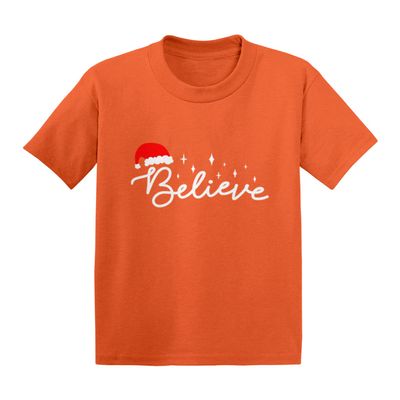 Believe - Santa Hat Magical Xmas Infant/Toddler Cotton Jersey T-Shirt (Orange, 12 Months)