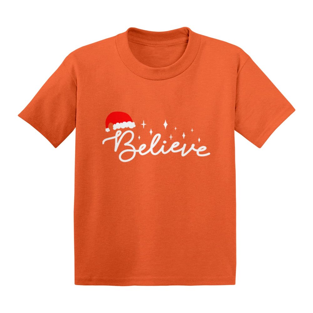 Believe - Santa Hat Magical Xmas Infant/Toddler Cotton Jersey T-Shirt (Orange, 12 Months)