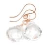 14K Rose Gold Filled Quartz Clear Earrings Faceted Heart Drops Simple Dainty Everyday Dangles view 1