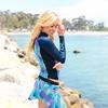Jettribe Ladies Cut Long Sleeve Rashguard Casey 2.0 Blue/Pink Style | Jet Ski UV Protection Swim Shirt (Large) view 4