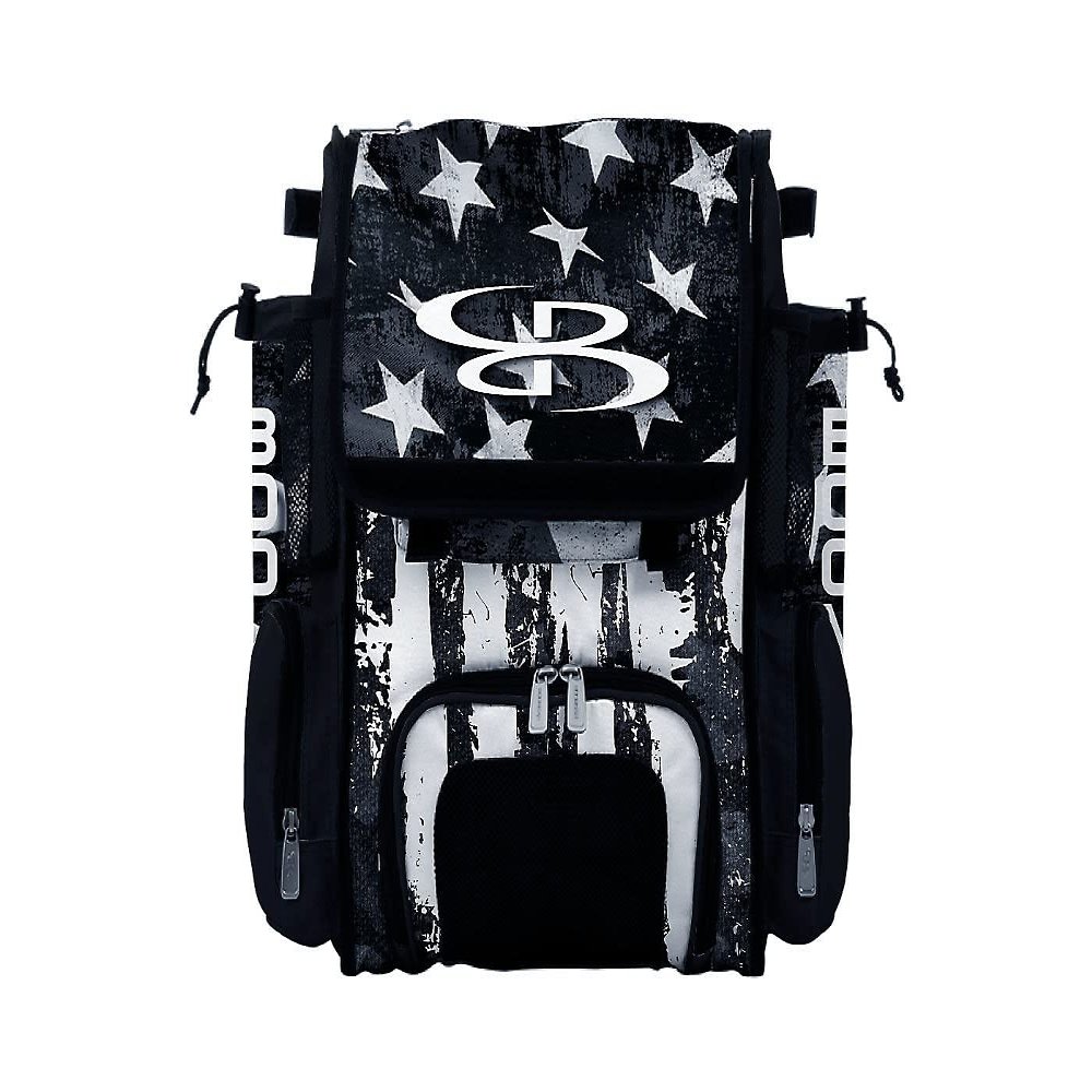 Boombah Mini Superpack Youth Bat Pack: USA Stars & Stripes Black Ops Black & White, Baseball & Softball Bag with 2 Bat Sleeves and Shoe Compartment