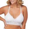 Maidenform womens Pure Comfort Stretch Lace Longline Wireless Bralette Dm201c Bra, White, Medium US view 1