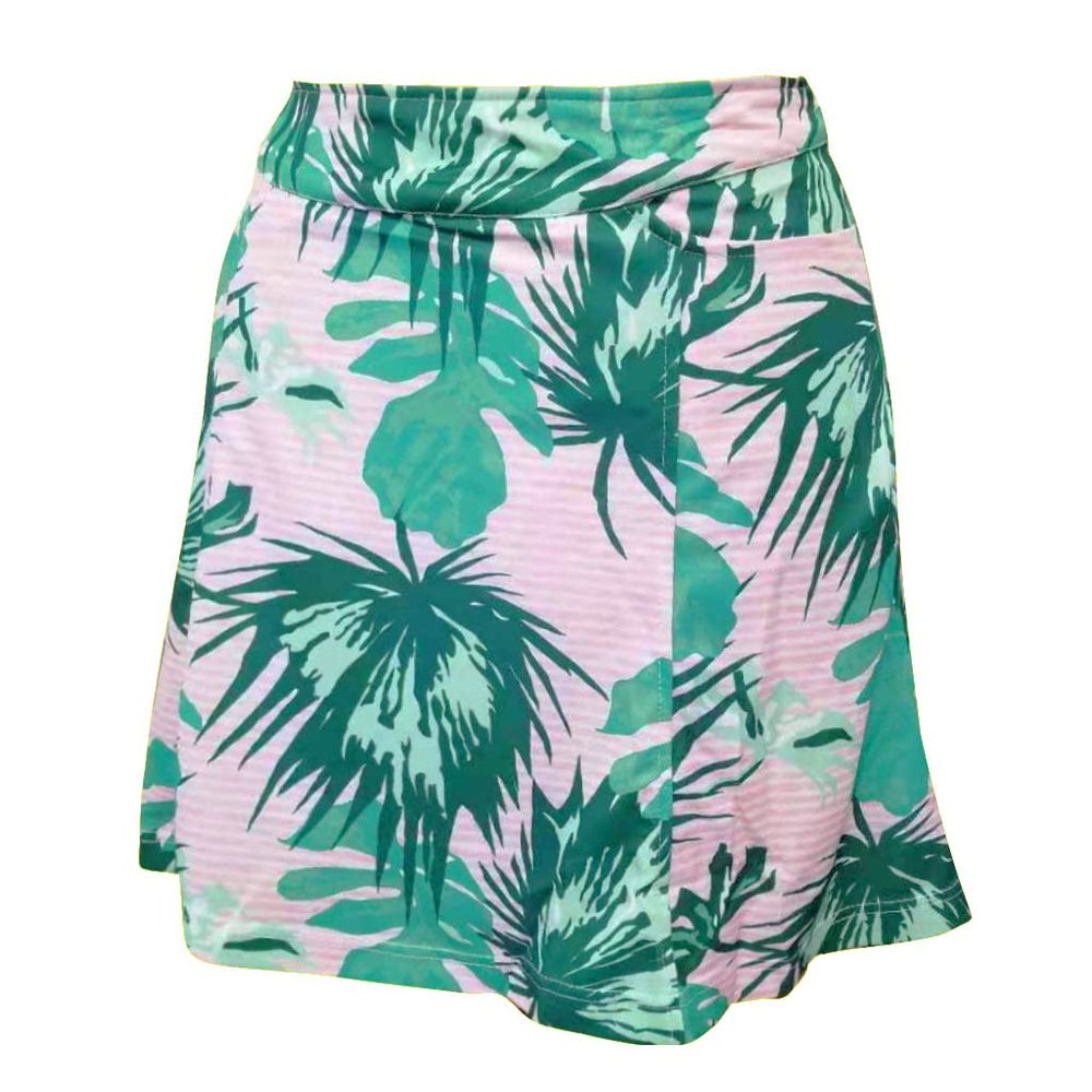 Monterey Club Women's Fairway Print Golf Skort #2951 (Verdant Green/Light Pink, X-Large)
