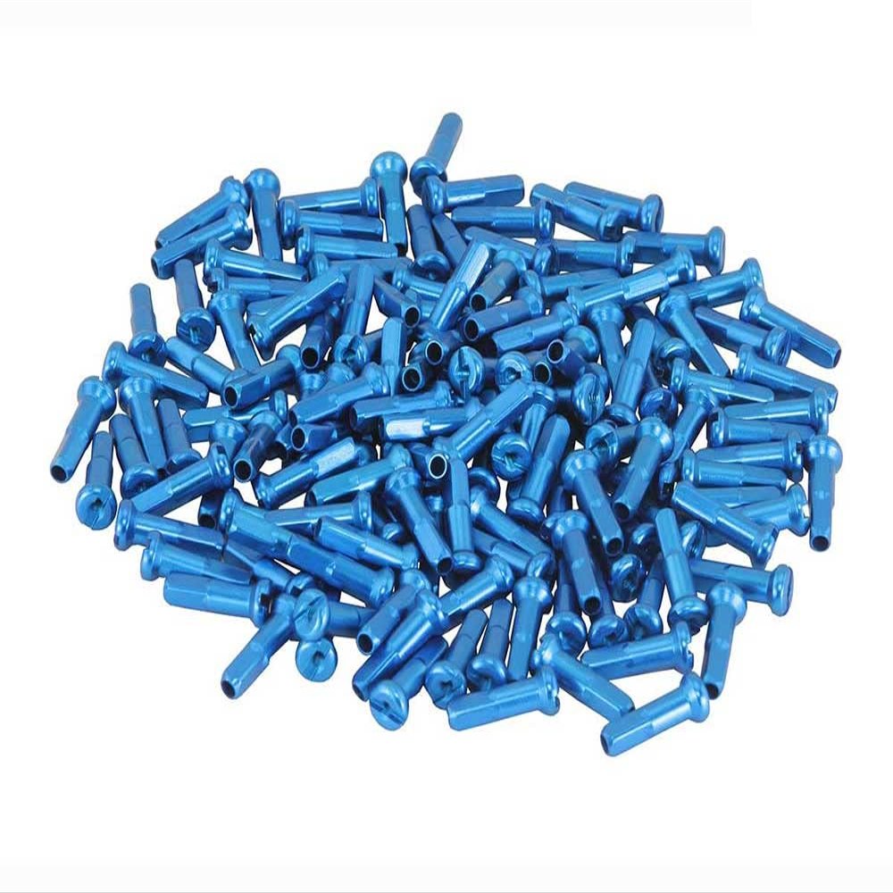 Bike Alloy Spokes Nipples/16mm 14g Blue Pack of 72