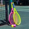 Kidplokio 2pc Tennis Racket Exercise Equipment Outdoor Playset with Tennis Balls, Kid Games, Blue Yellow, Boys, Ages 3+ view 2