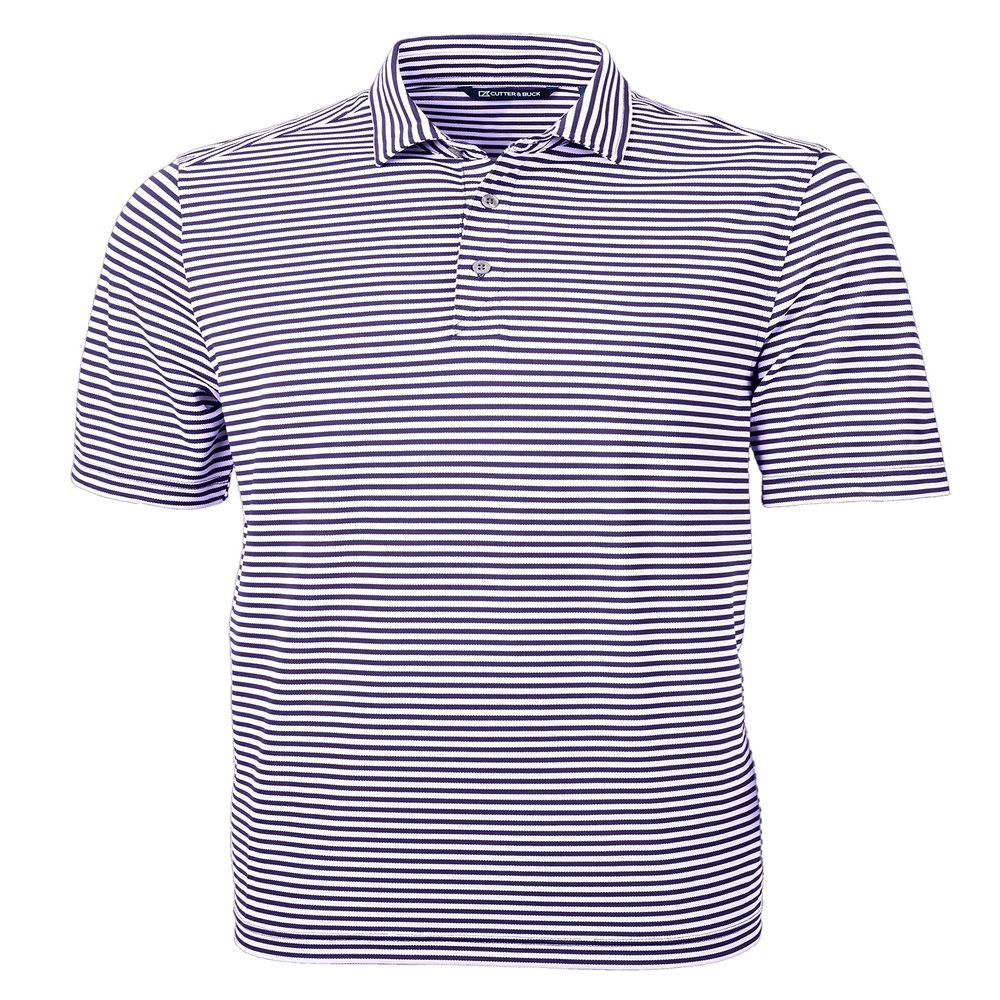 Cutter & Buck Virtue Eco Pique Stripe Recycled Mens Big and Tall Short Sleeve Polo, College Purple, XXLargeTall