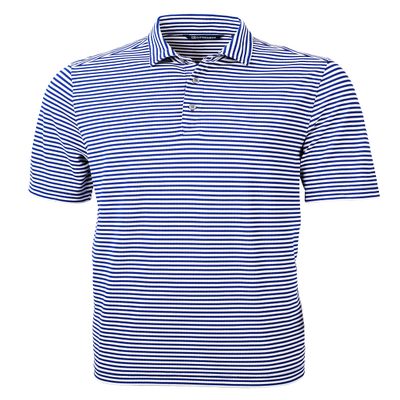 Cutter & Buck Virtue Eco Pique Stripe Recycled Mens Big and Tall Short Sleeve Polo, Tour Blue, 1X Big