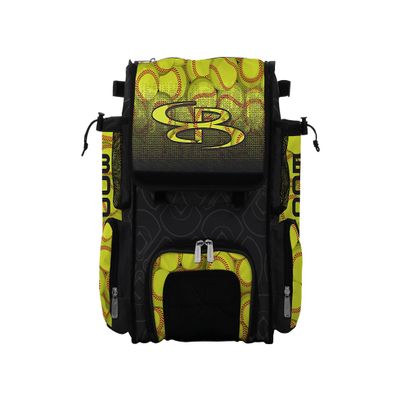 Boombah Mini Superpack Bat Pack - 8" x 12.5" x 18" - Softball Black/Optic Yellow/Red