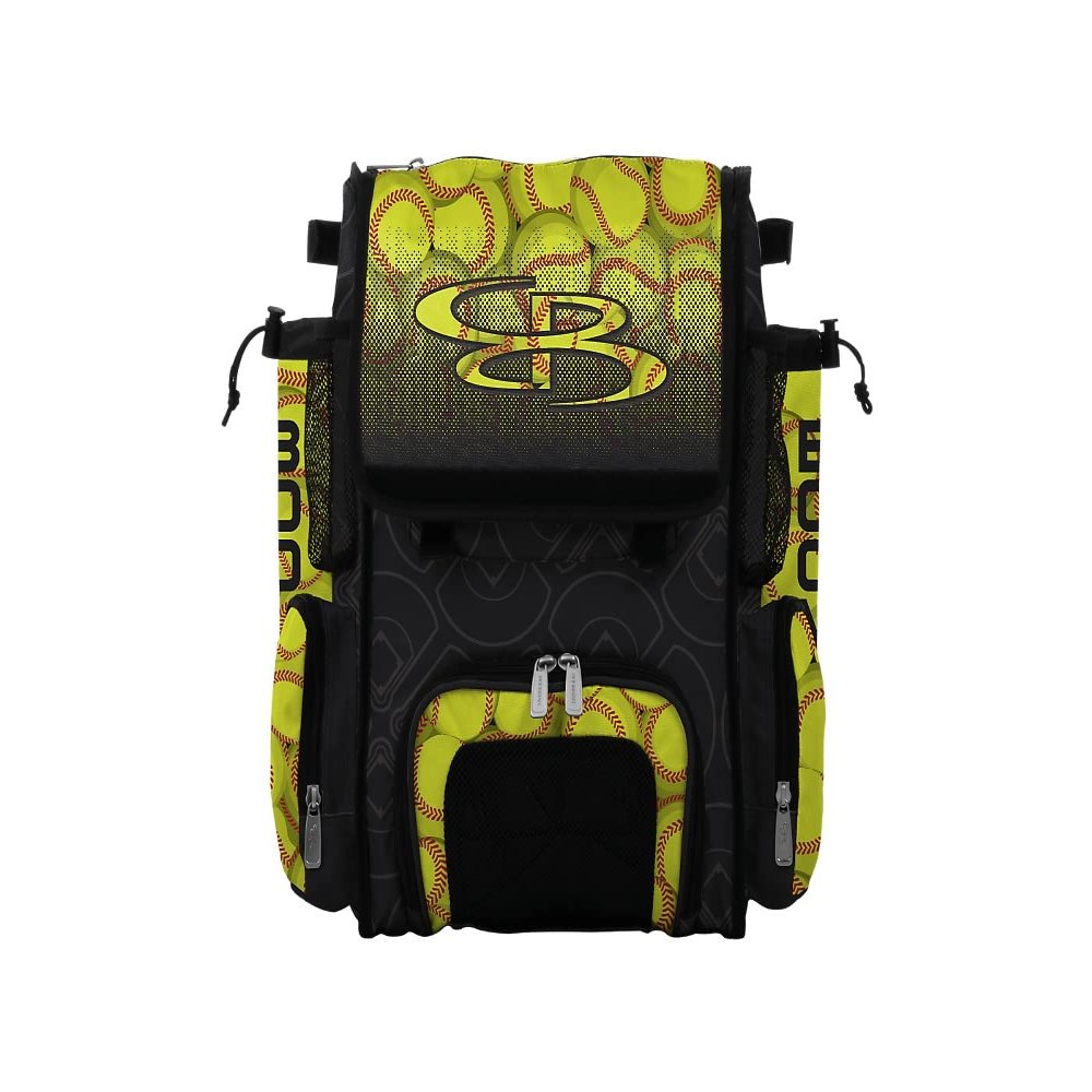 Boombah Mini Superpack Bat Pack - 8" x 12.5" x 18" - Softball Black/Optic Yellow/Red