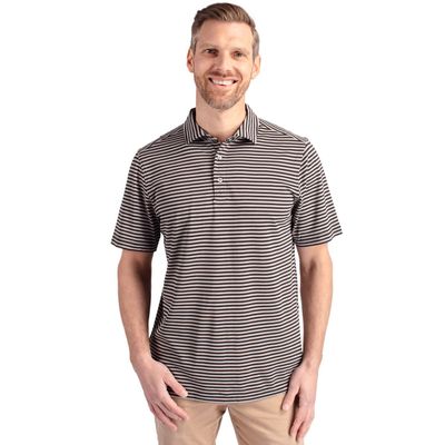 Cutter & Buck Virtue Eco Pique Stripe Recycled Mens Big and Tall Short Sleeve Polo, Black, 5X Big