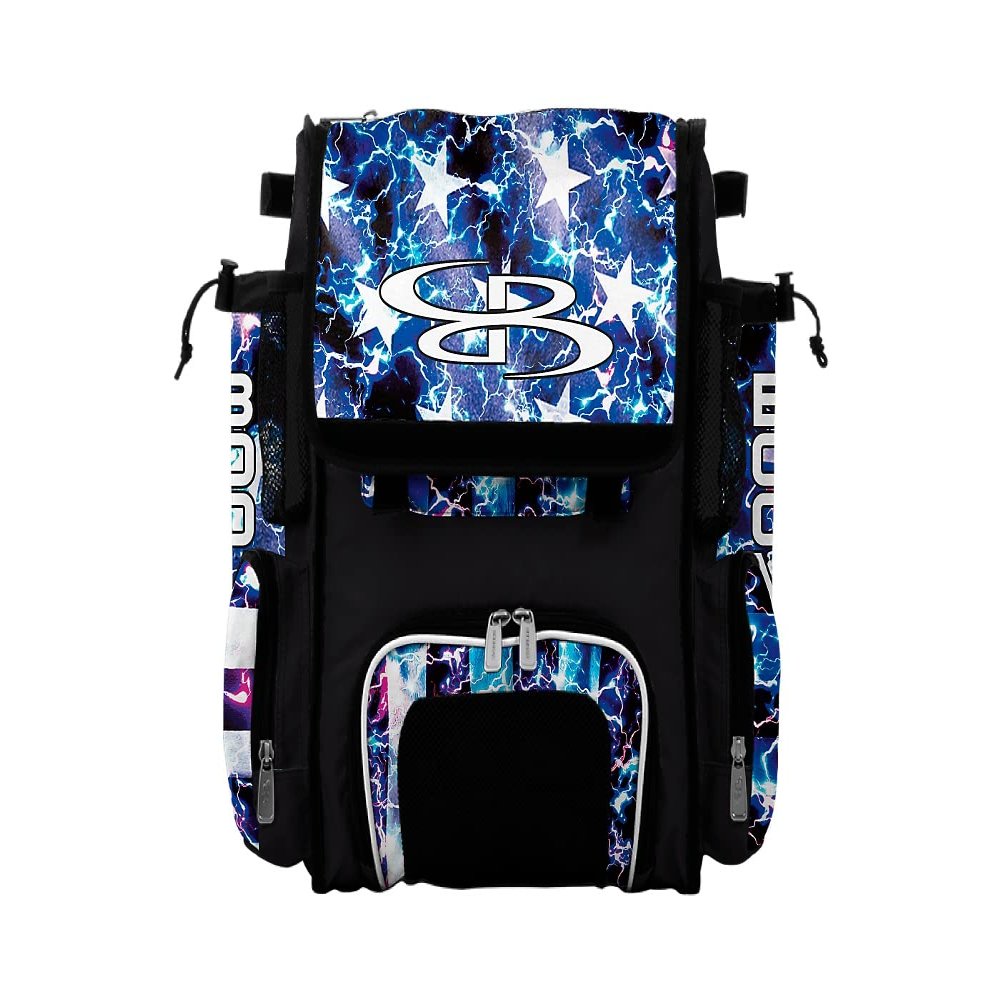 Boombah Mini Superpack Bat Pack - 8" x 12.5" x 18" - USA Banner Black/Royal Blue/White