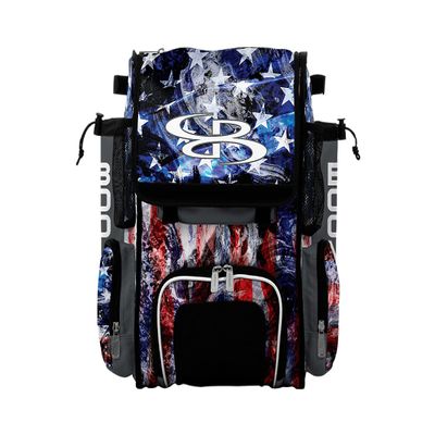 Boombah Mini Superpack Bat Pack - 8" x 12.5" x 18" - USA Allegiance Charcoal/Royal Blue/White
