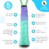 Get A Grip - Custom Tennis Racket Grip Tape - Anti-Slip/Quick-Drying Tennis Overgrips - Precut Badminton Racket Grip with Finishing Tape (Paint The Lines (Purple + Mint), 1 Grip) view 2