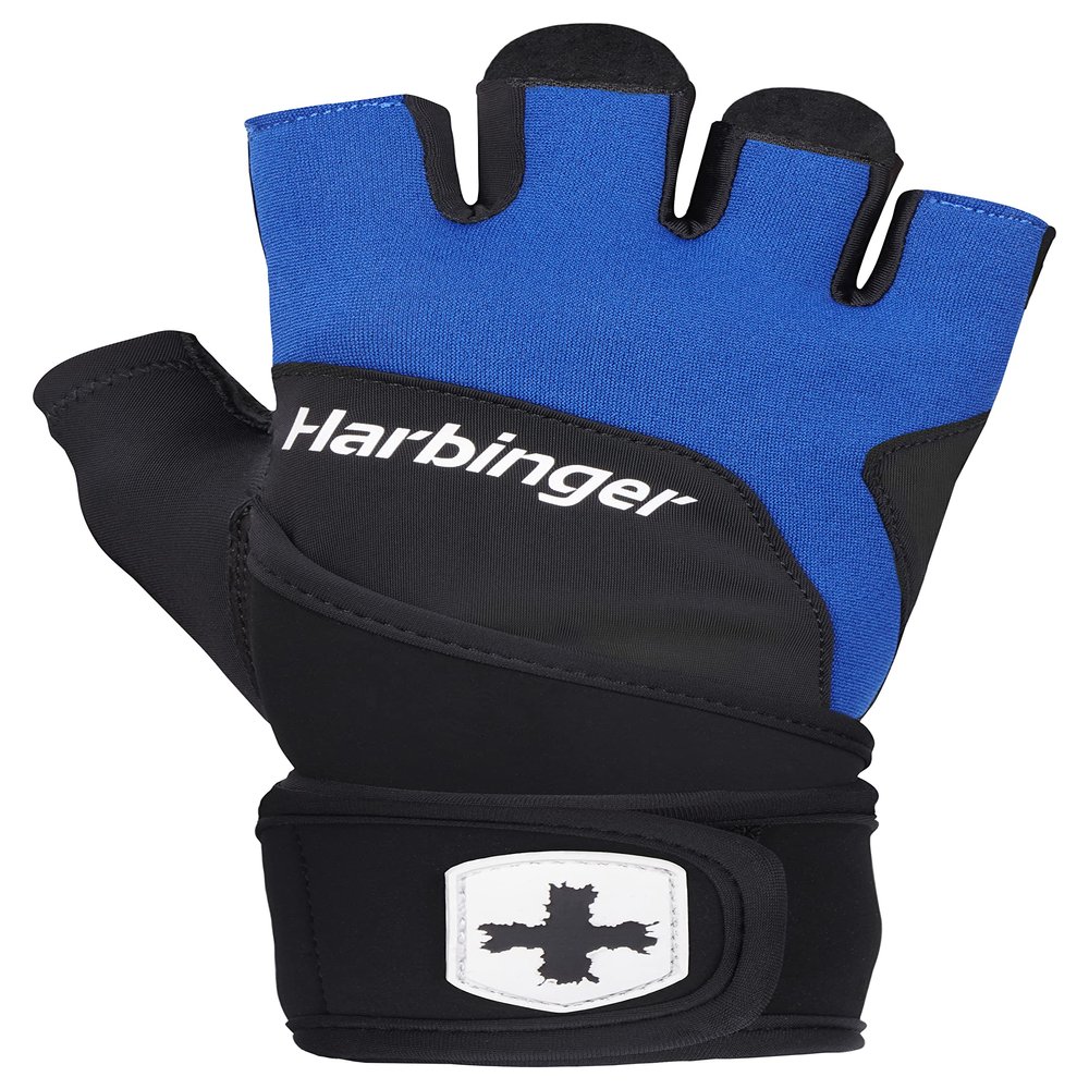 Harbinger Training Grip Wristwrap Weight Lifting Gloves, Unisex, Medium, Blue