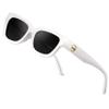 ATTCL Polarized Sunglasses for Women Men Fashion Trendy Golden Circle Rectangle Sunglasses 5533 C3 White+grey view 1