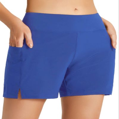 baleaf Women's Tummy Control Swim Bottoms Shorts High Waisted Bathing Suit Bottom 5" Tankini Swimsuits with Pockets Dazzling Blue 2XL