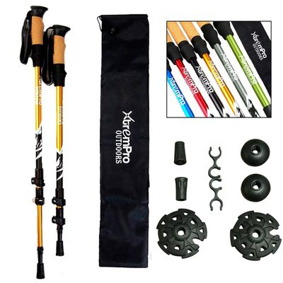 2 Pcs Trekking Poles,Aluminum Lightweight Collapsible Hiking Poles for Women,Walking Sticks for Hiking Carbon Fiber (Gold)