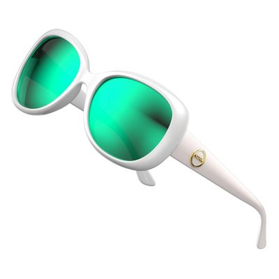 ATTCL Womens Classic Polarized Sunglasses for Women Trendy Oversized Sunglass with UV Protection 3011 C4 White+green