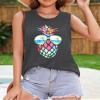 Womens Tank Tops Summer Graphic Sleeveless Tshirt, Pineapple Dark Grey, 3XL view 2