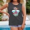 Womens Tank Tops Summer Graphic Sleeveless Tshirt, Pineapple Dark Grey, 3XL view 3