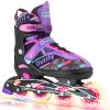 Outify Inline Skates for Kids Adult and Teenagers, Adjustable Inline Skates with Light up Wheels , Women Roller Skates Outdoor and Indoor, Black-Pink view 1