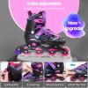 Outify Inline Skates for Kids Adult and Teenagers, Adjustable Inline Skates with Light up Wheels , Women Roller Skates Outdoor and Indoor, Black-Pink view 2