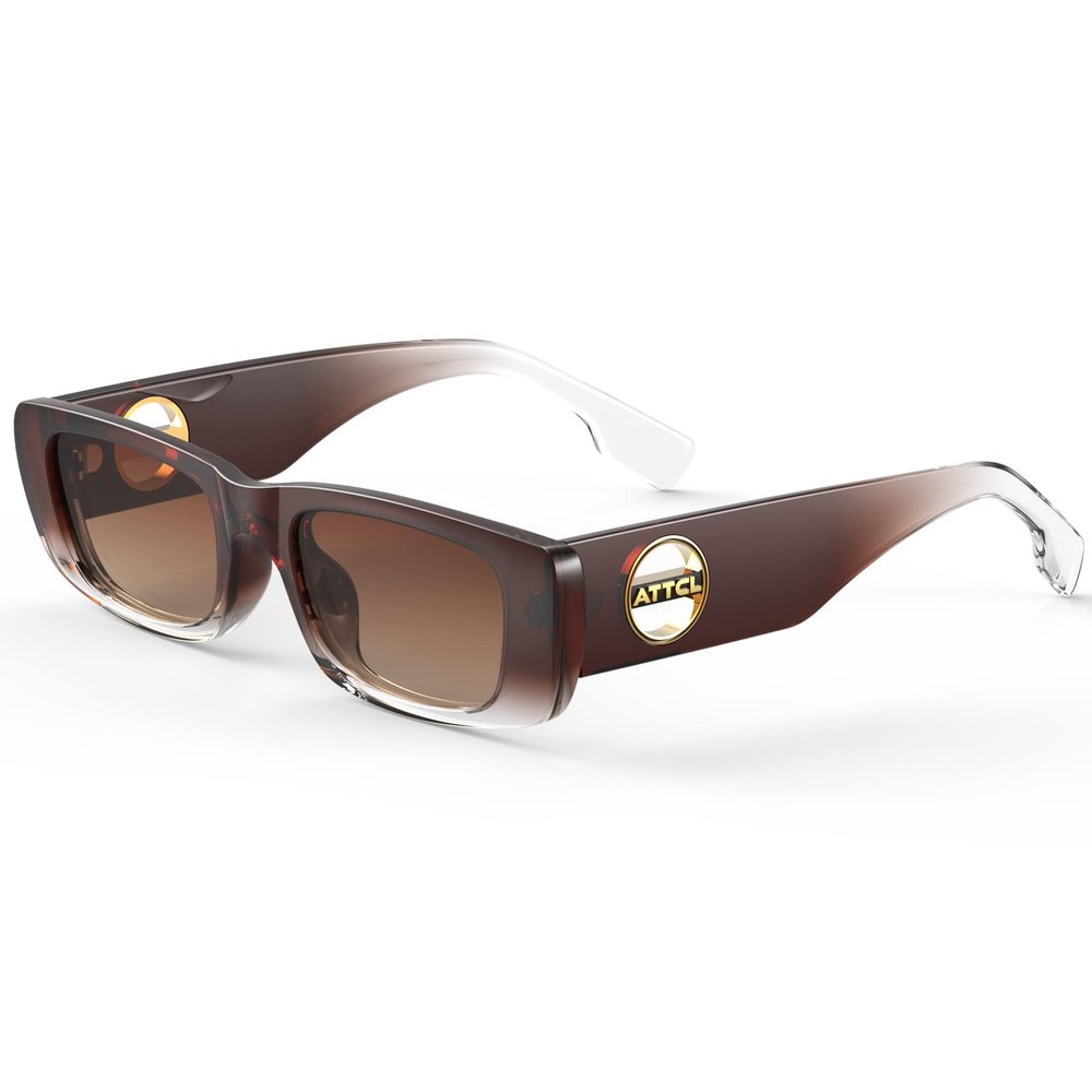 ATTCL Women's Polarized Sunglasses For Women Rectangle Frame Trendy Chunky Sun Glasses with UV Protection 5088 C4 Brown+brown