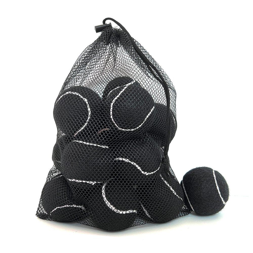 HPWFHPLF Tennis Balls, 12 Pack Advanced Training & Practice Tennis Balls for Beginners, Pet Dogs Playing Balls, Includes Mesh Carry Bag (Black)