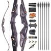 ZSHJGJR 58" ILF Recurve Bow and Arrow Set 20-50 Lbs Archery American Hunting Bow Wooden Bow Riser Right Handed for Adult/Youth Archery Hunting Target Shooting (20lbs, Black Bow Set) view 1