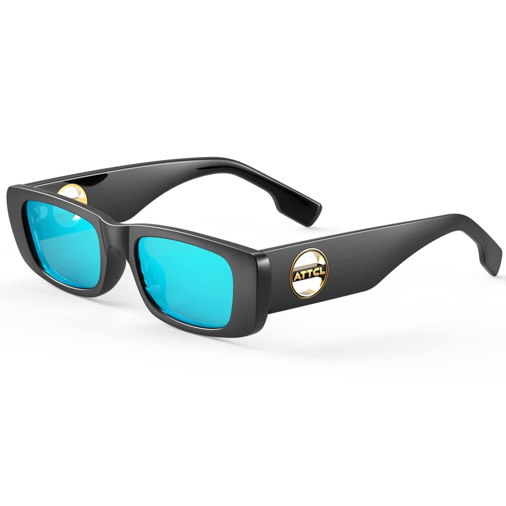 ATTCL Women's Polarized Sunglasses For Women Rectangle Frame Trendy Chunky Sun Glasses with UV Protection 5088 C2 Black+blue