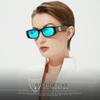 ATTCL Women's Polarized Sunglasses For Women Rectangle Frame Trendy Chunky Sun Glasses with UV Protection 5088 C2 Black+blue view 2