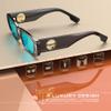 ATTCL Women's Polarized Sunglasses For Women Rectangle Frame Trendy Chunky Sun Glasses with UV Protection 5088 C2 Black+blue view 3