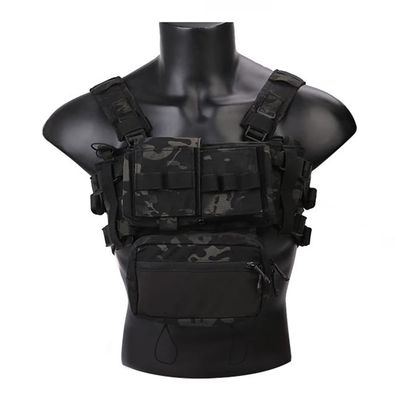 EMERSONGEAR Tactical MK3 Chest Rig Vest Adjustable Airsoft Molle Modular Micro Fight Plate Carrier Vest for Outdoor Hunting Hikng (Multi-camo Black)