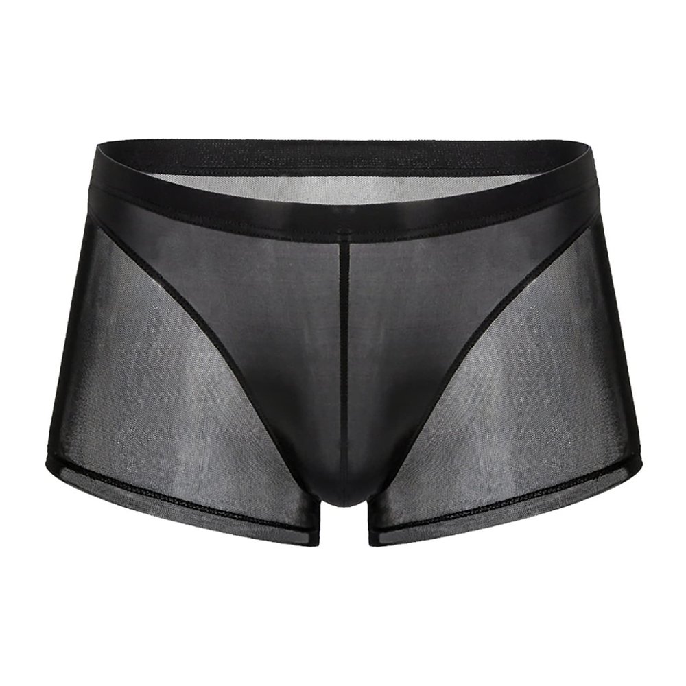 dPois Mens Low Rise Enhancing Pouch Underwear Short Leg Boxer Shorts Pajama Bottoms Black Small