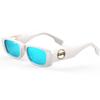 ATTCL Women's Polarized Sunglasses For Women Rectangle Frame Trendy Chunky Sun Glasses with UV Protection 5088 C3 White+blue