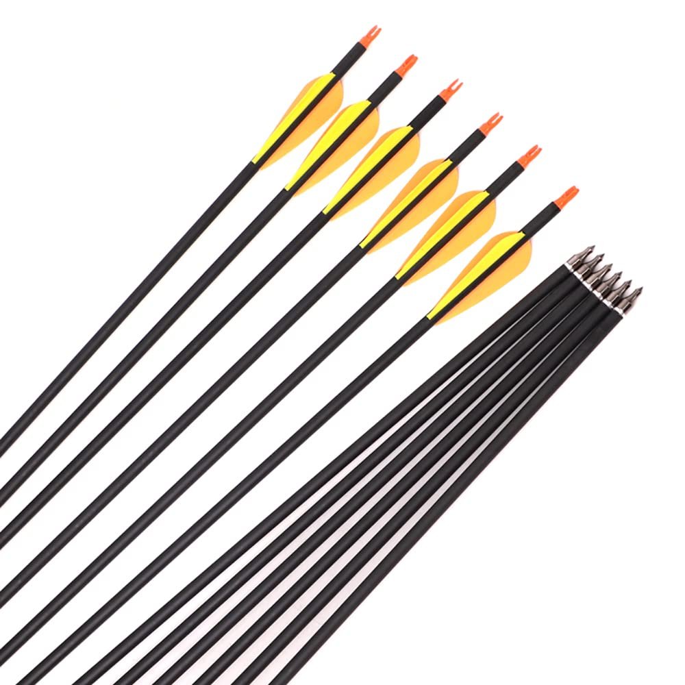 500 Spine Flecha 23 Pulgadas Flecha Flechas Carbono Flechas Puntera Flecha de Caza Arco Compuesto Arco Recorvar Adulto Juventud Tiro con Arco Objetivo Prctica Entrenamiento 24pcs