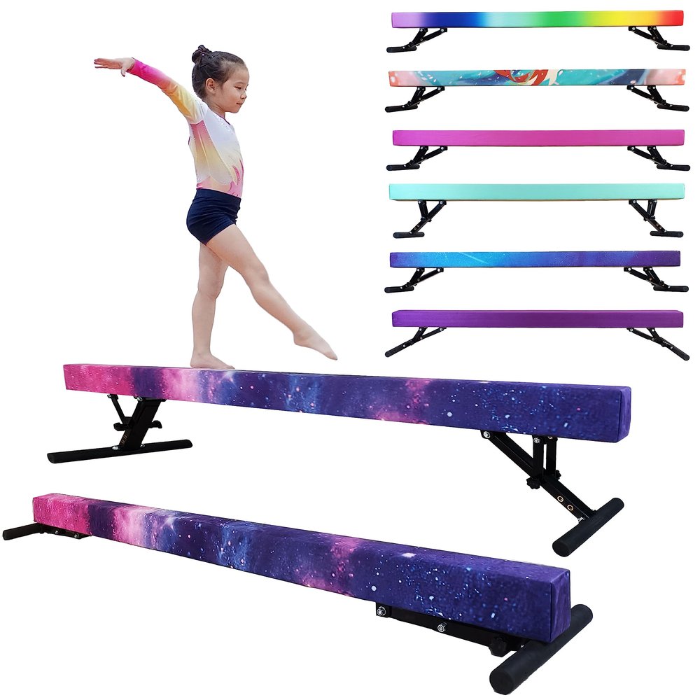 Seliyoo Adjustable Balance Beam for Kids, 8FT Gymnastics Beam with Anti-Slip Legs, High and Low Floor Beam for All Gymnastics Levels, Professional Gymnastic Equipment for Home, Gym Center