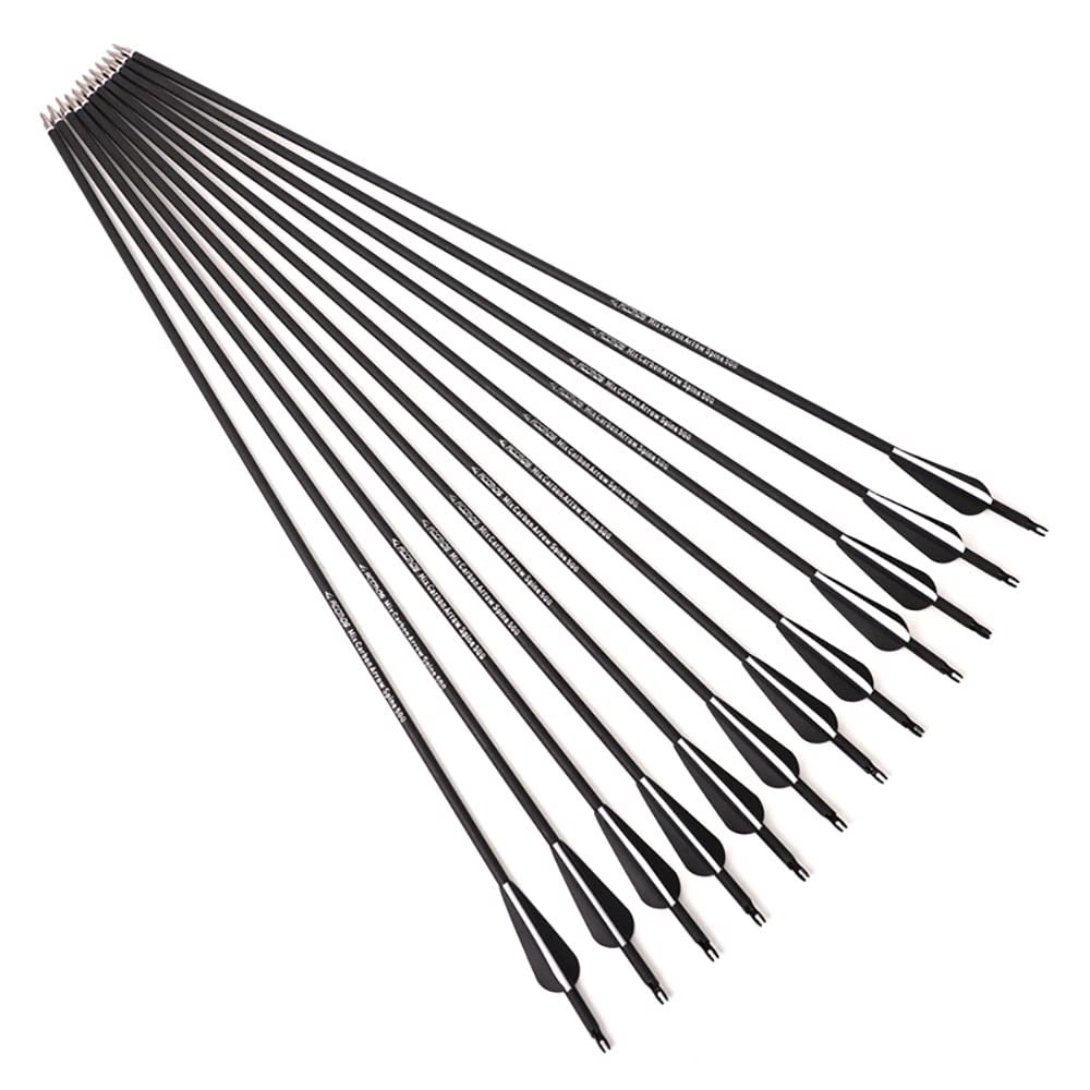 500 Spine Flecha 26 Pulgadas Flecha Flechas Carbono Flechas Puntera Flecha de Caza Arco Compuesto Arco Recorvar Adulto Juventud Tiro con Arco Objetivo Prctica Entrenamiento 24pcs