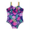 Loloda Girls' Ruffled Floral Printed Swimsuit One Piece Beach Sports Hawaiian Swimwear Bathing Suit Navy_Blue 4 Years view 3