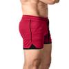 Men's 2 in 1 Workout Shorts 5" Quick Dry Gym Shorts Bodybuilding Short Shorts Compression Shorts with Zipper Pocket Red US XL view 2