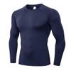 EARGFM Men's Compression Shirt Long Sleeve Athletic Base Layer Cool Dry Trainning Workout Running T-Shirt, Navy-1, X-Large view 1