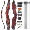 ZSHJGJR 58" ILF Recurve Bow and Arrow Set 20-50 Lbs Archery American Hunting Bow Wooden Bow Riser Right Handed for Adult/Youth Archery Hunting Target Shooting (30lbs, Red Bow Set) view 1
